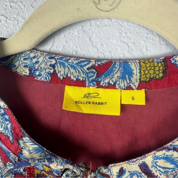 Roller Rabbit Gauze Cotton Tassel Fringe Boho Tunic Size S Floral Top - Picture 2 of 5